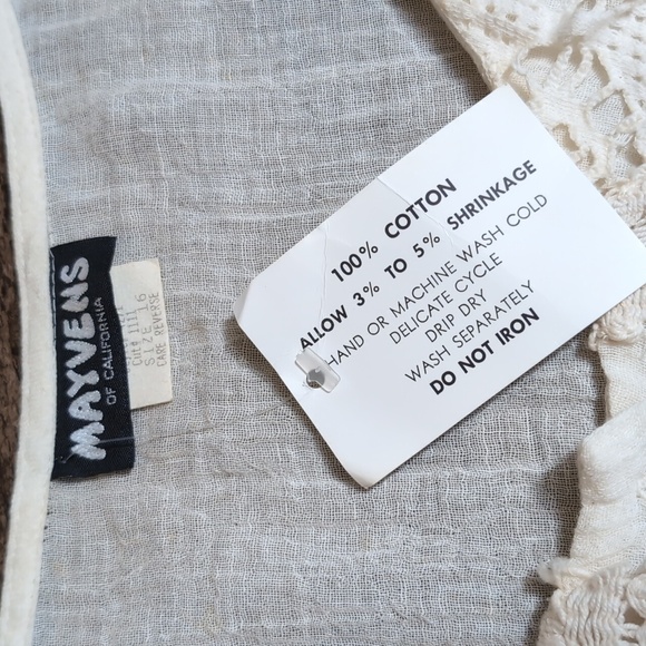 Vintage Mayvens of California Gauze Cotton Ivory Tunic Button Down Dress Size 16 - Picture 4 of 15
